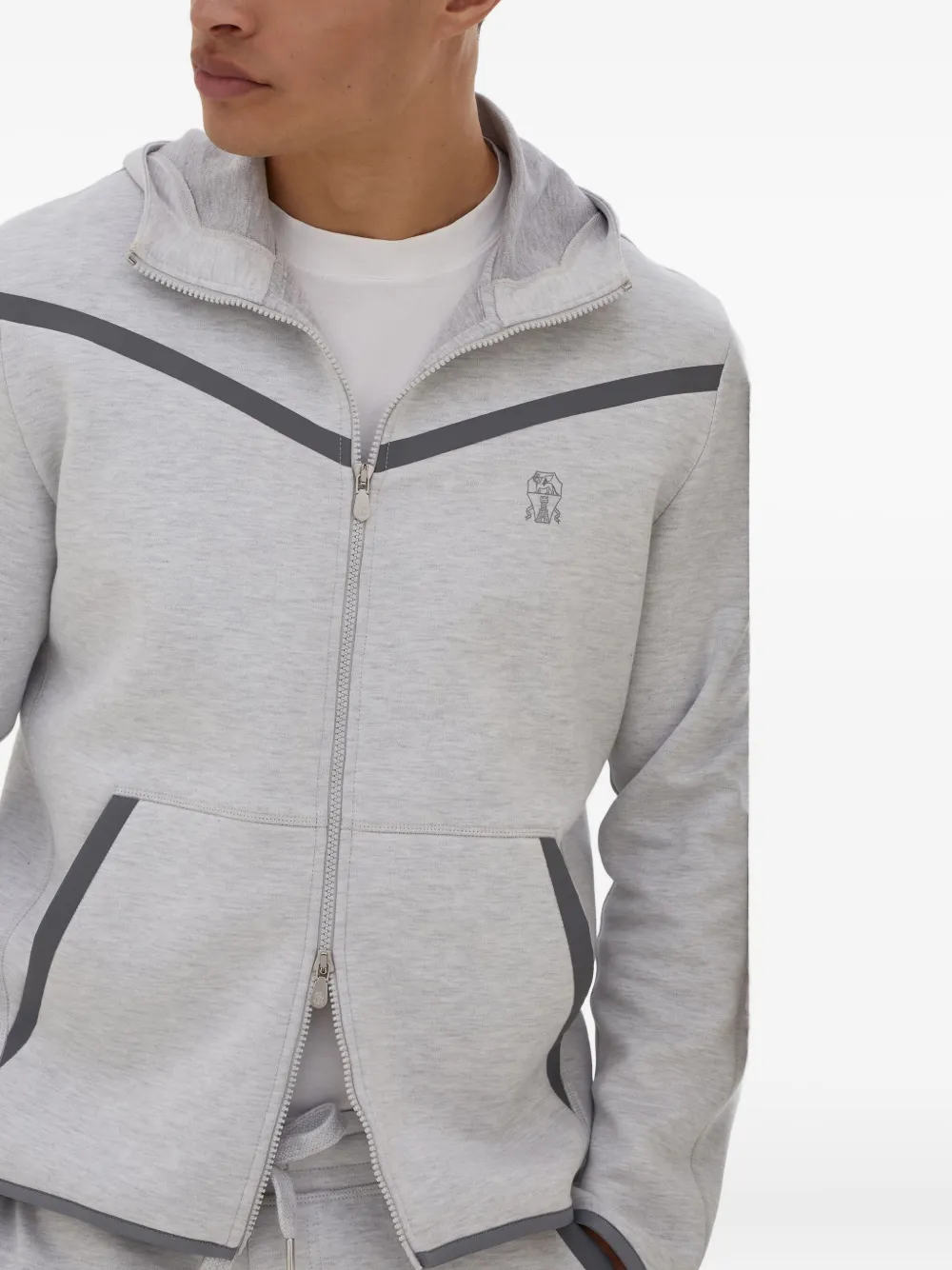 Brunello Cucinelli Stylish Hoodie Logo Design In Gray