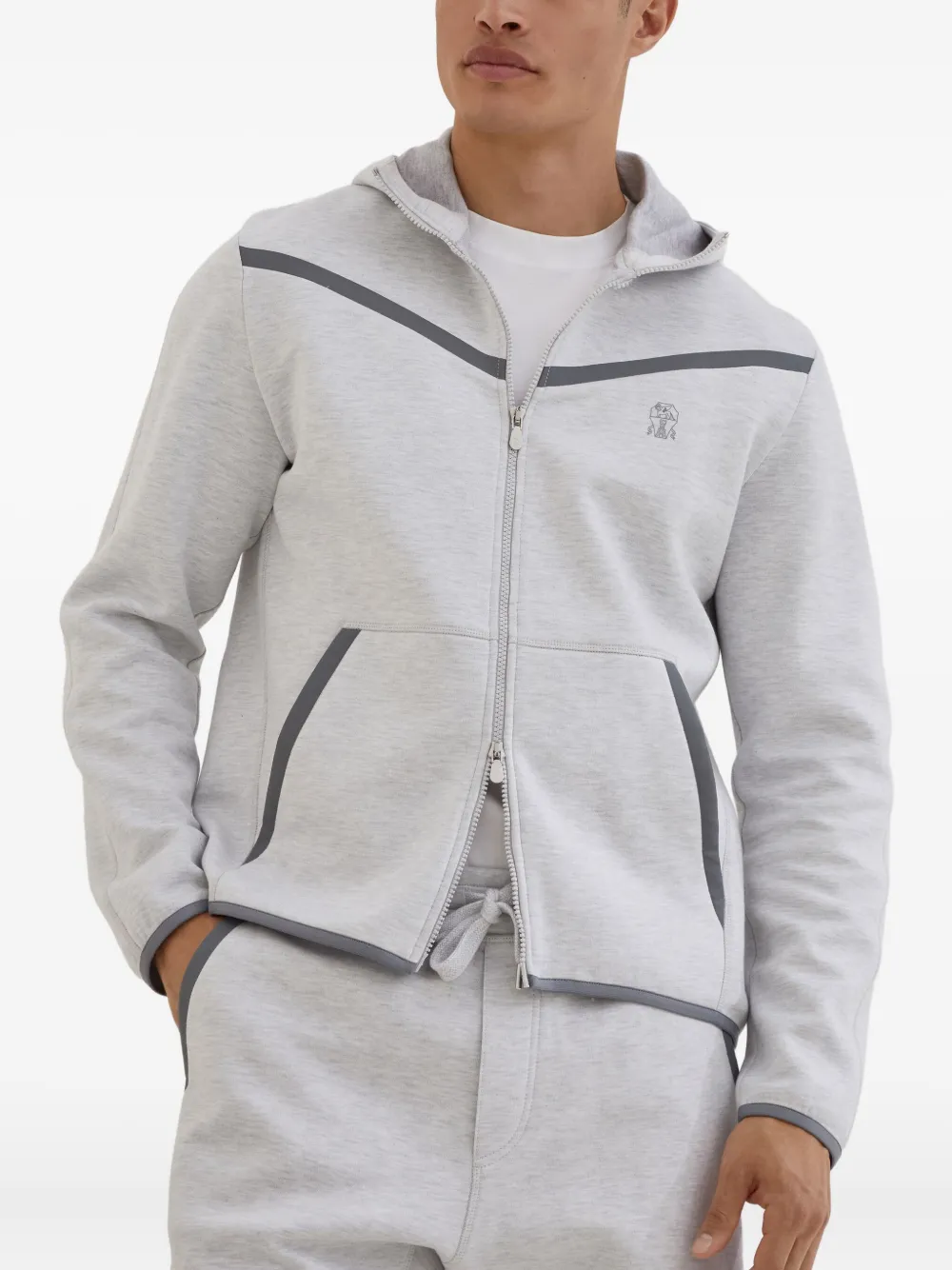 Brunello Cucinelli Stylish Hoodie Logo Design In Gray