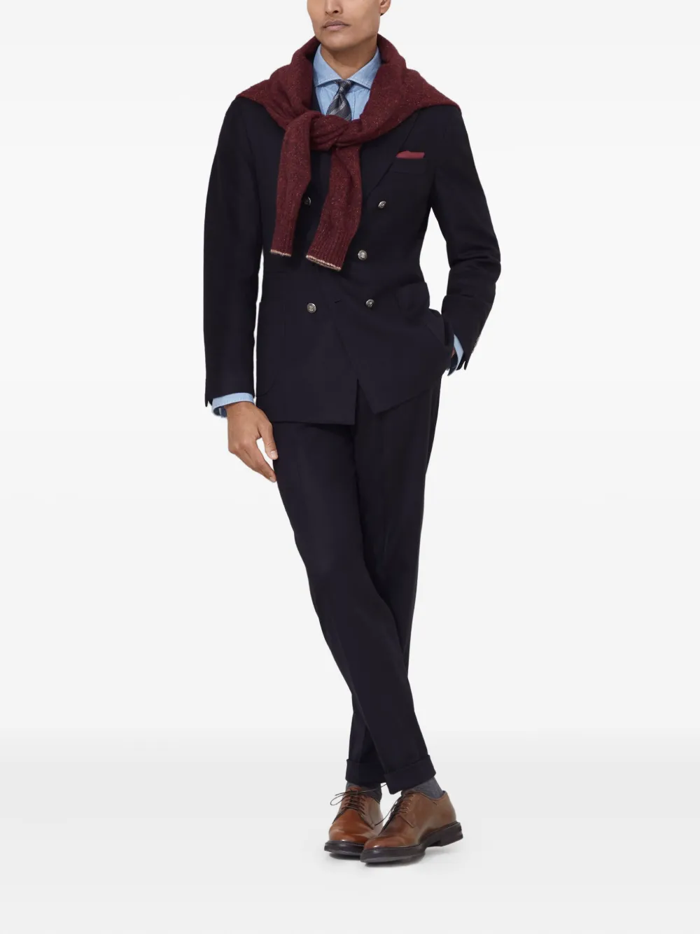 Brunello Cucinelli Blazer met dubbele rij knopen Zwart