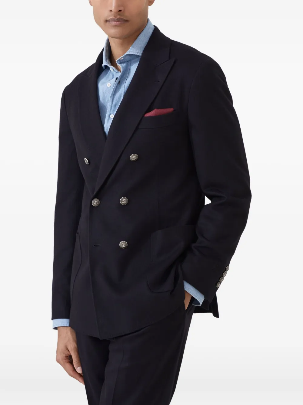 Brunello Cucinelli Blazer met dubbele rij knopen Zwart