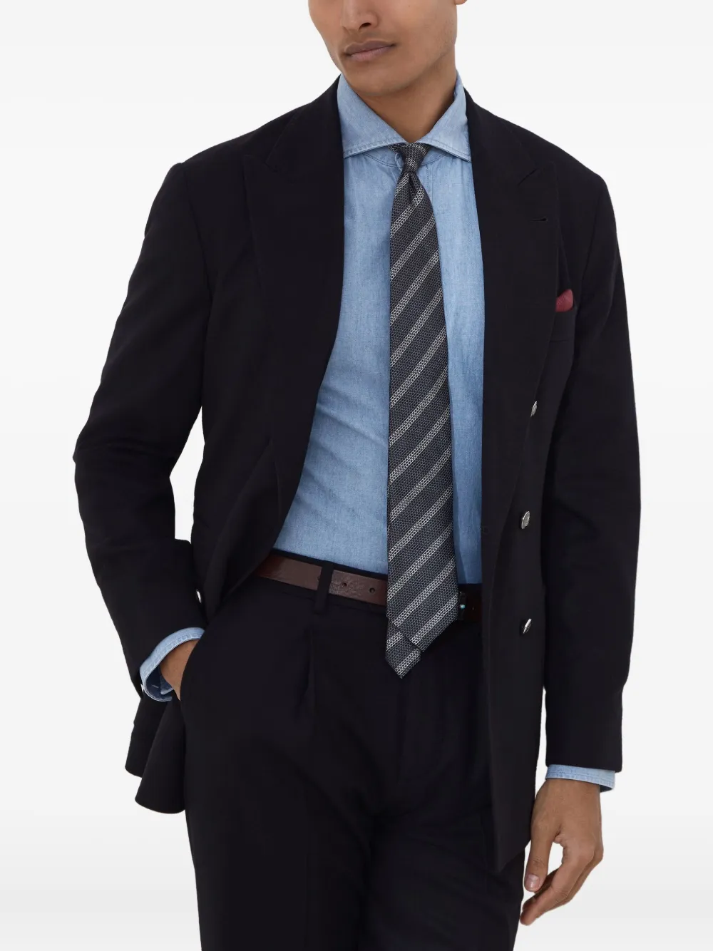 Brunello Cucinelli Blazer met dubbele rij knopen Zwart