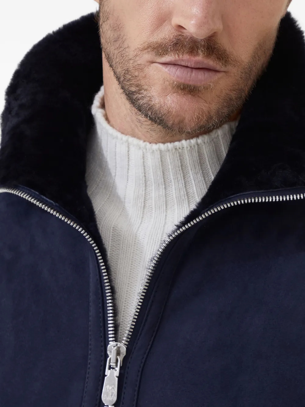 Brunello Cucinelli Bomberjack met rits Blauw