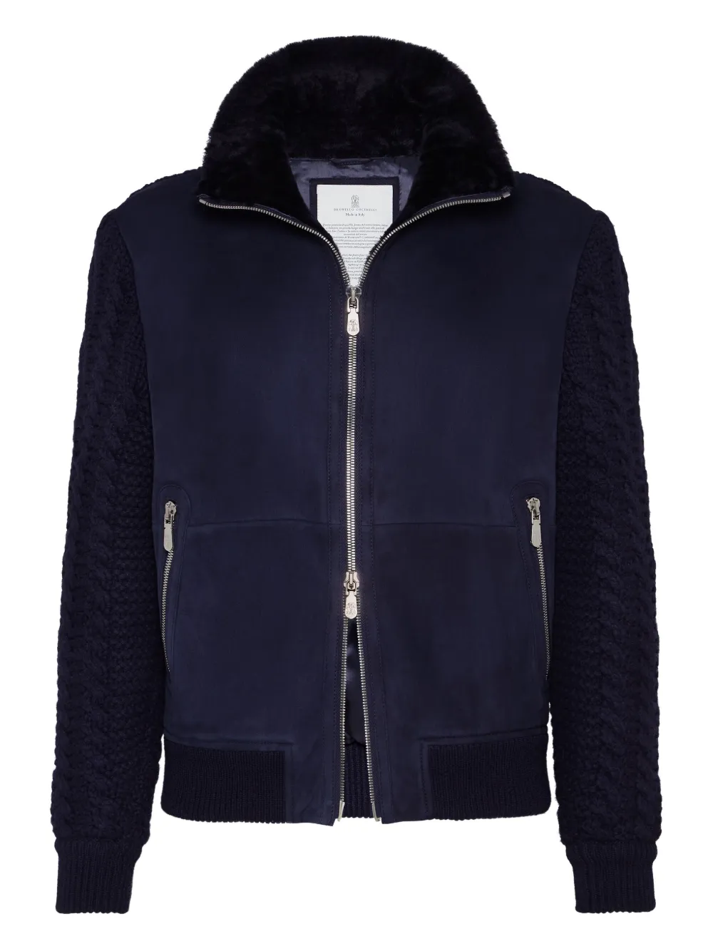 Brunello Cucinelli Bomberjack met rits Blauw