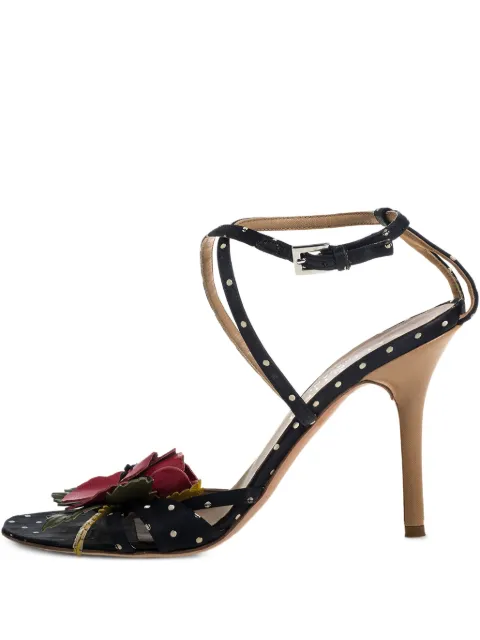 Valentino Garavani Pre-Owned صندل بطبعة منقطة وبكعب 95 ملم
