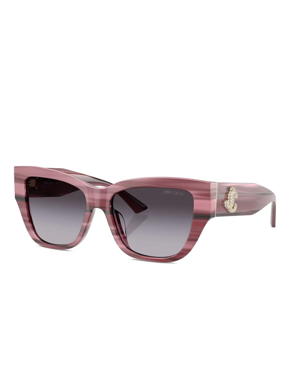 Jimmy Choo Eyewear Gestreepte zonnebril verfraaid met kristallen - Roze
