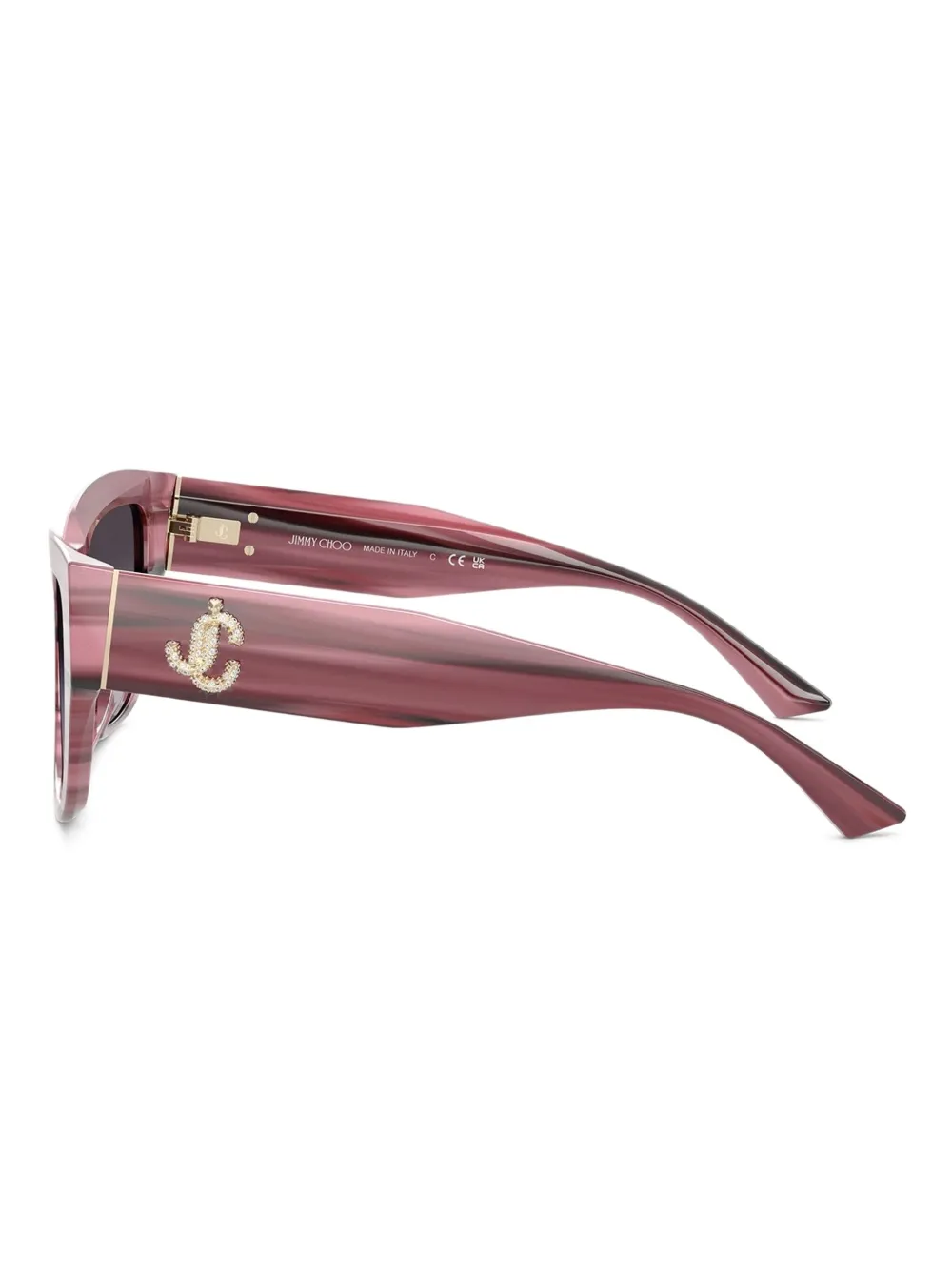 Jimmy Choo Eyewear Gestreepte zonnebril verfraaid met kristallen Roze