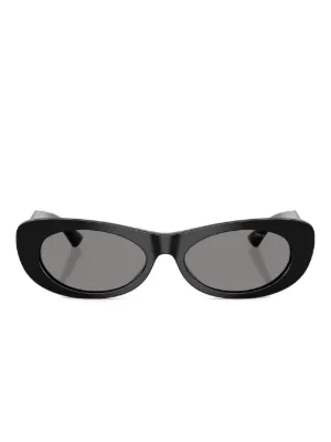 Miu Miu Eyewear geometric-frame logo-detail Sunglasses | Black