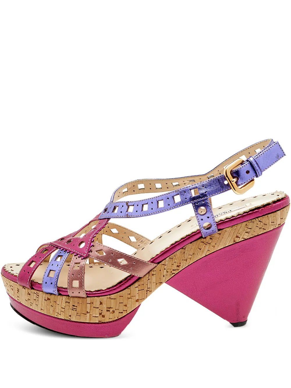 Prada Pre-Owned 115mm cut-out strap wedge sandals | Pink | Image 1