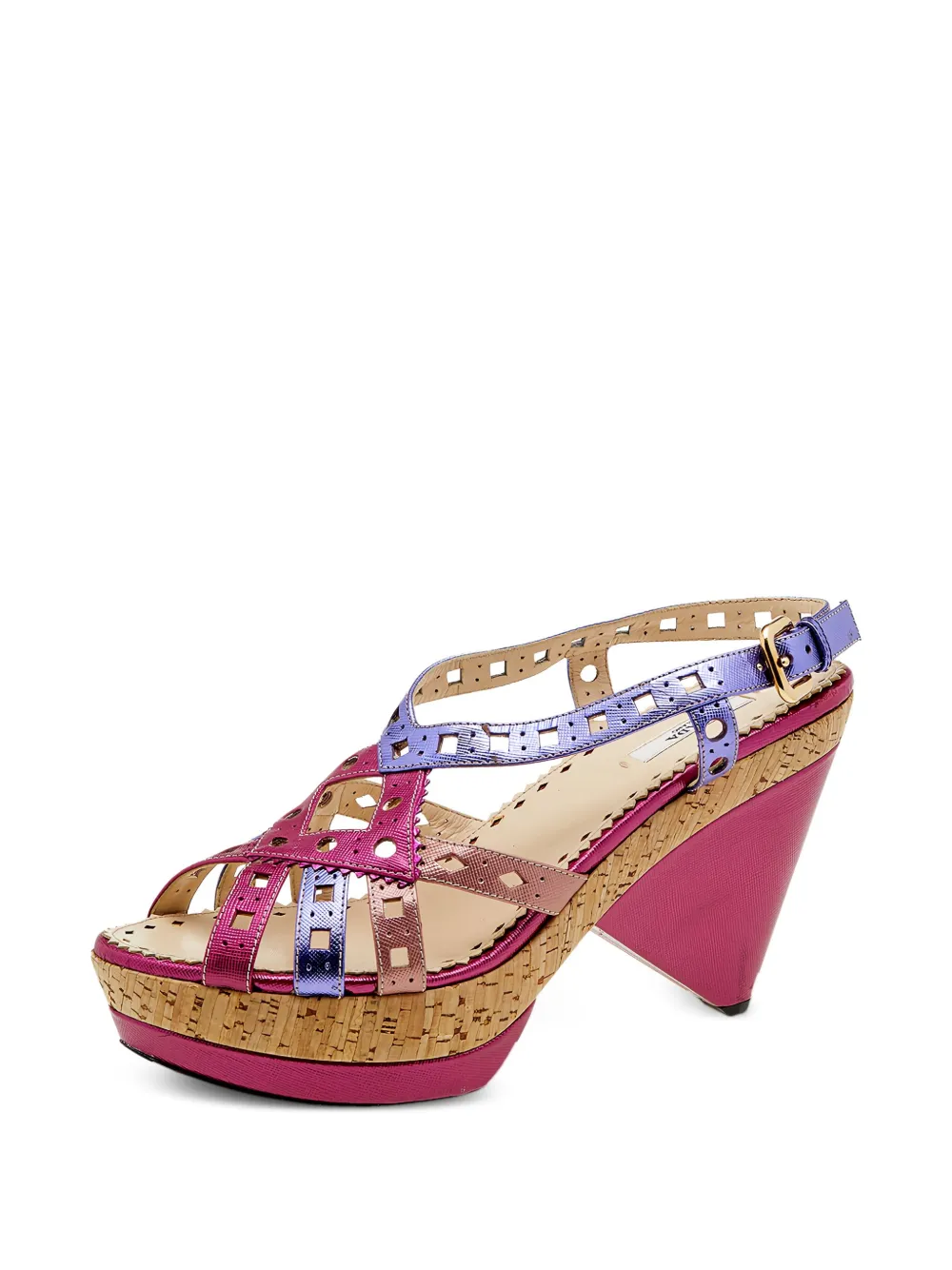 Prada Pre-Owned 115mm cut-out strap wedge sandals | Image 2
