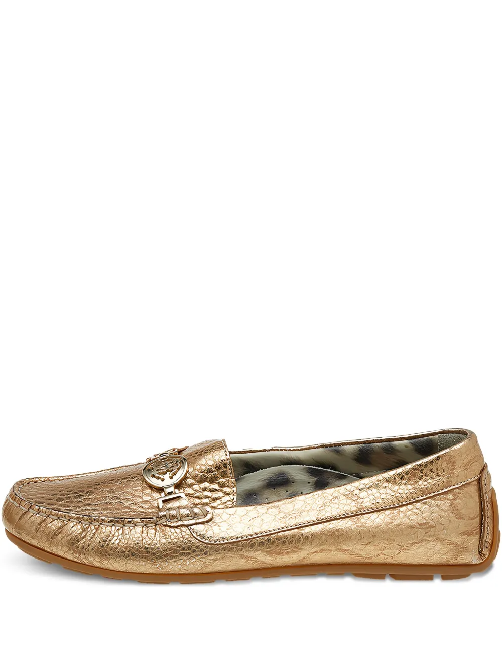 pre-owned metallic leather loafers