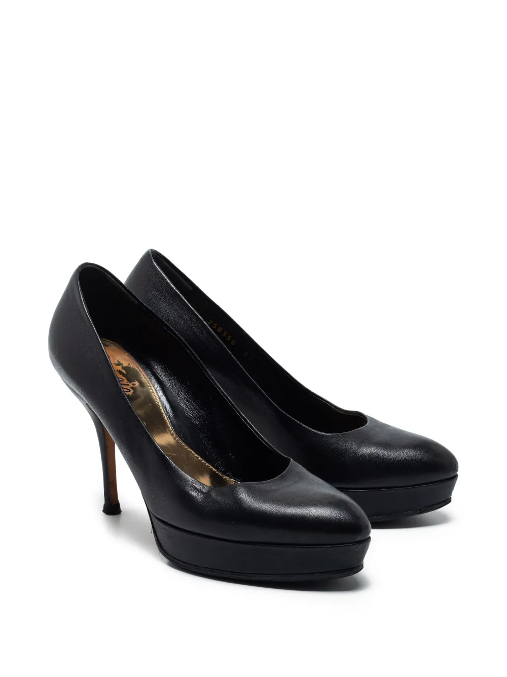 Gucci Pre-Owned 100 mm leren pumps met plateauzool - Zwart
