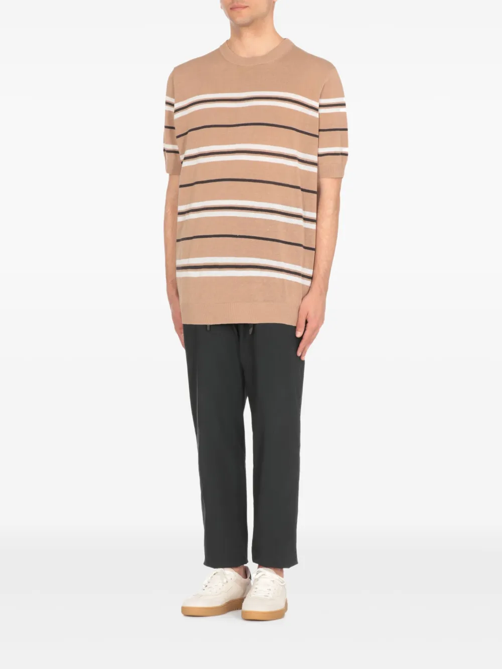 Peserico Gestreept T-shirt Beige