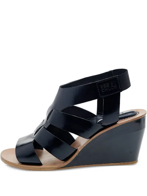 See By Chloé Vintage pre-owned 80mm patent-finish wedge sandals