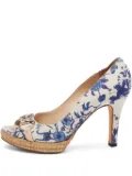 Gucci Pre-Owned 80mm floral-print platform pumps - White