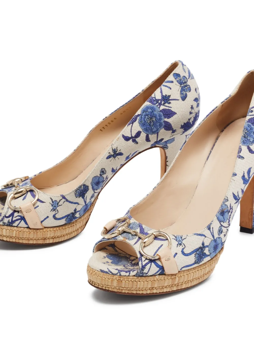 Gucci Pre-Owned 80 mm pumps met bloemenprint en plateauzool - Wit
