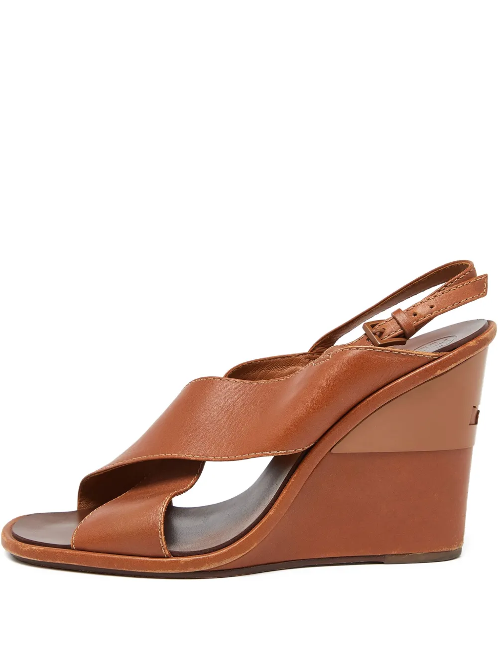 Tory Burch pre-owned 105mm cross-strap wedge sandals | Brown | Image 1