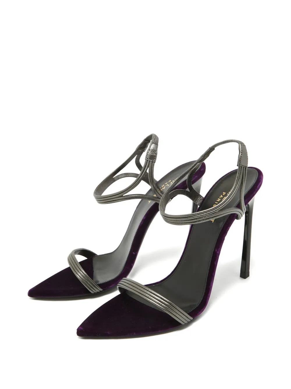 Saint Laurent Pre-Owned 120 mm leren sandalen met hak - Zilver