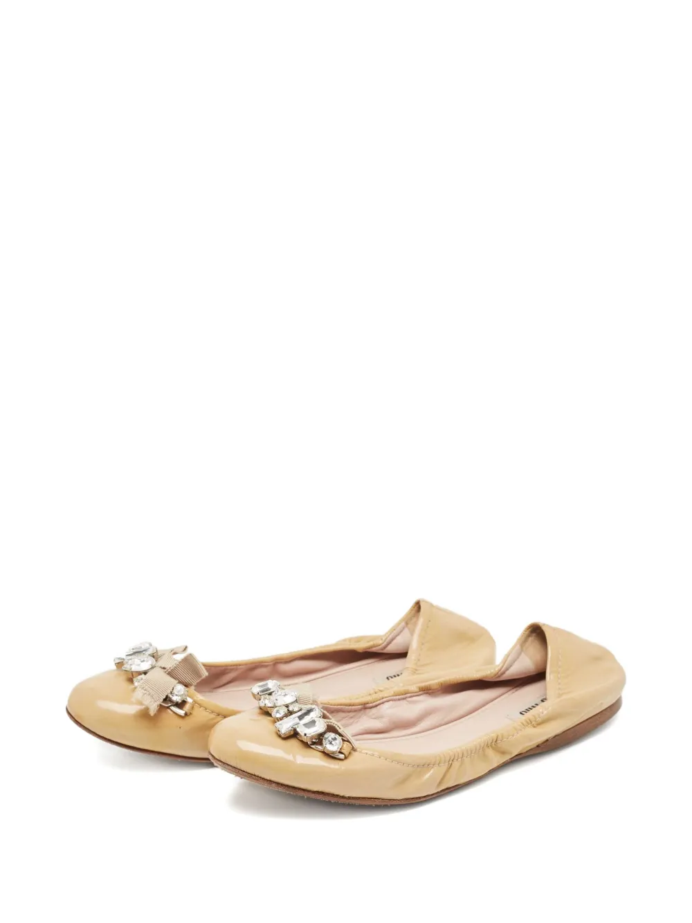 Miu Miu Pre-Owned Ballerina's met kristallen - Beige