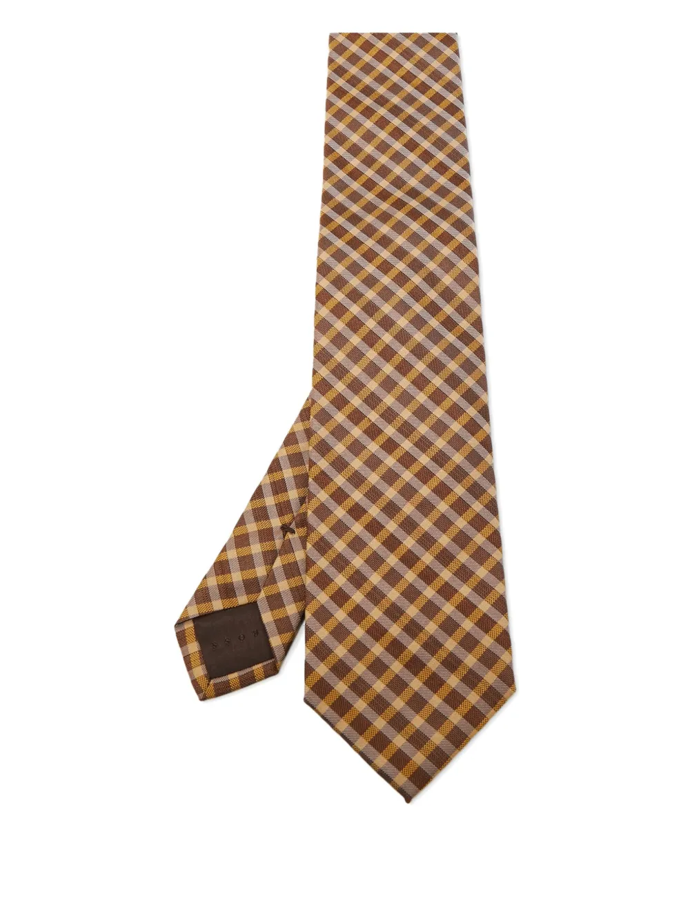 BOSS Pre-owned check-print silk tie | Brown | Image 1