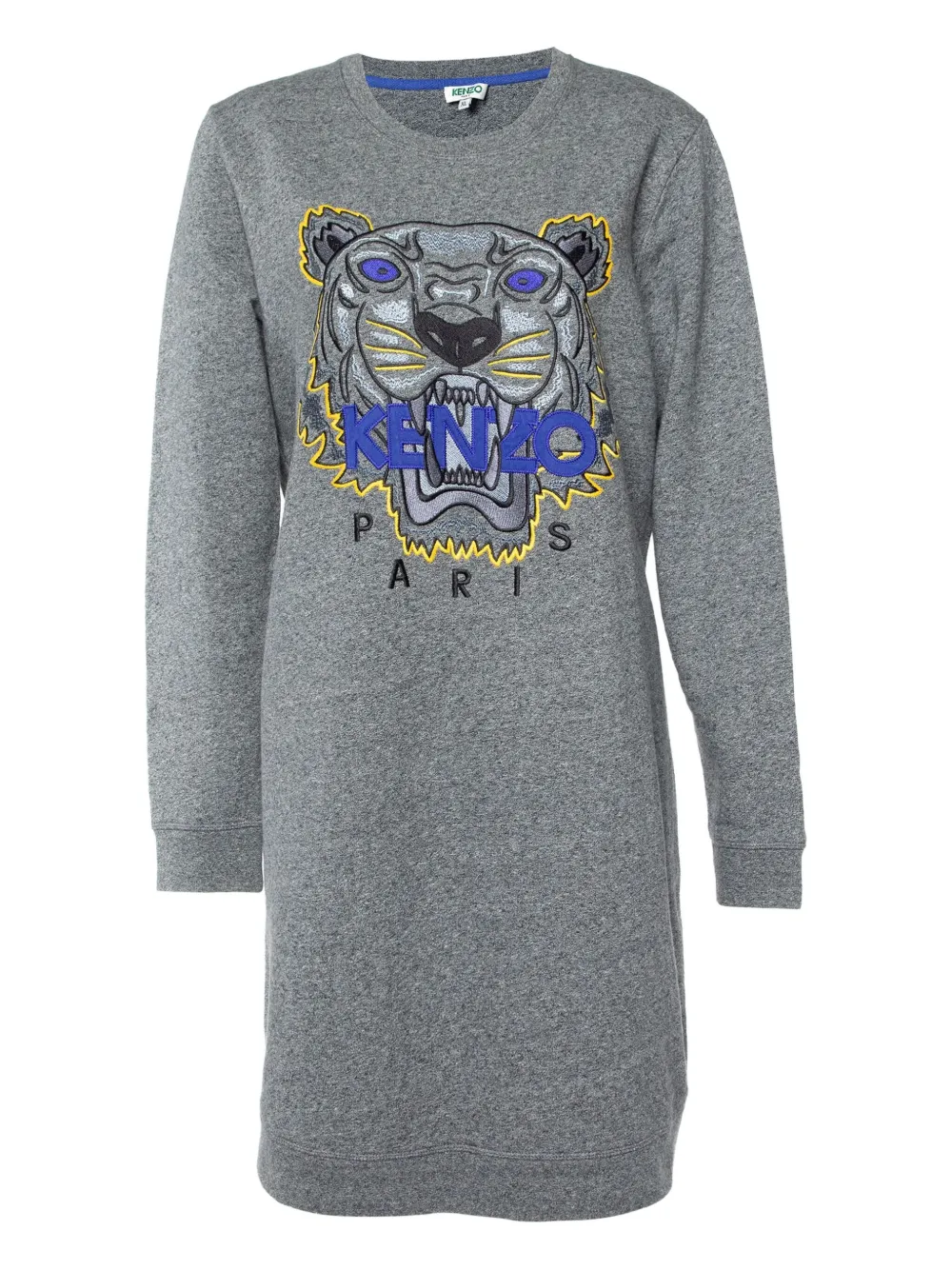 tiger-embroidered sweater dress