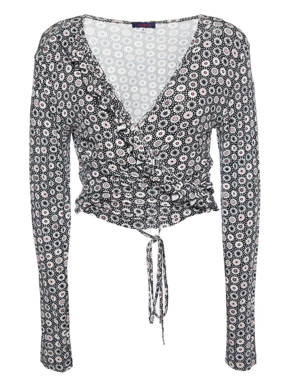 Kenzo Pre-Owned 2023 floral-print wrap top | Black | Image 1