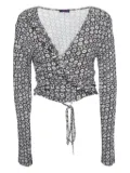 Kenzo Pre-Owned 2023 floral-print wrap top - Black