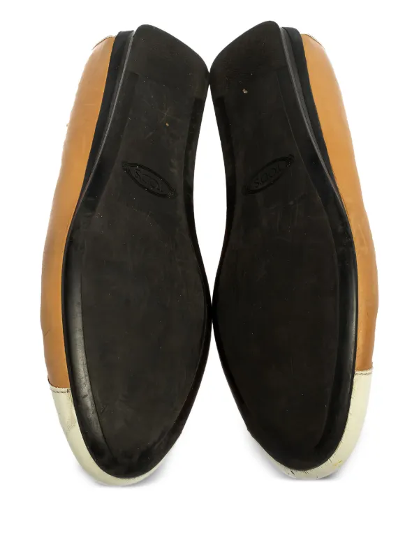 Ballerines Tod's En Cuir Italien - Taille 40 - Or Et Noir - Neuf Avec Boîte