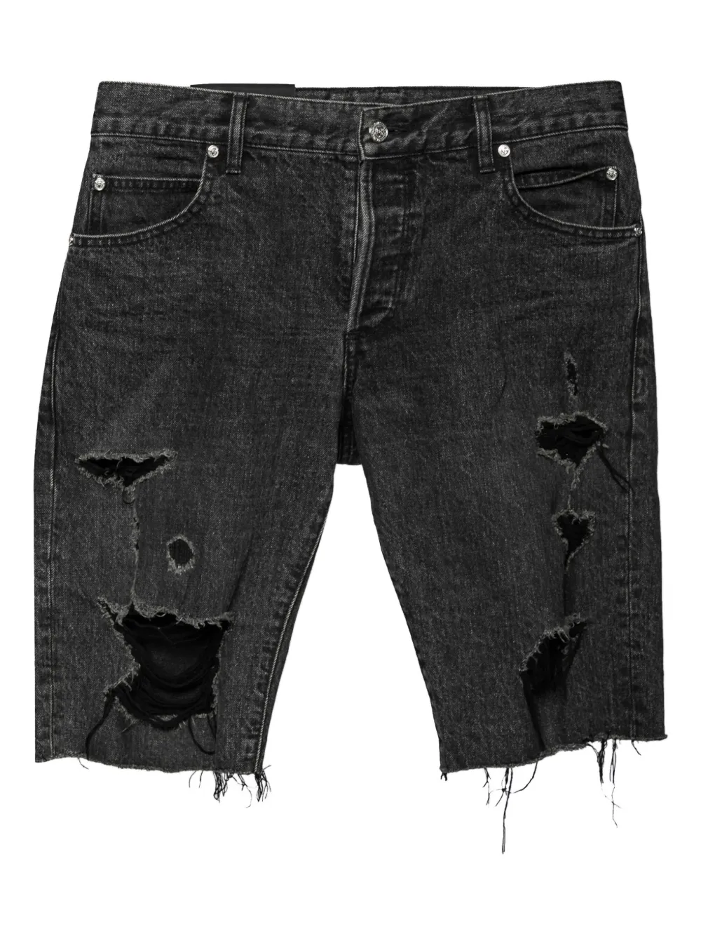Balmain Pre-Owned Shorts denim con effetto vissuto - Nero