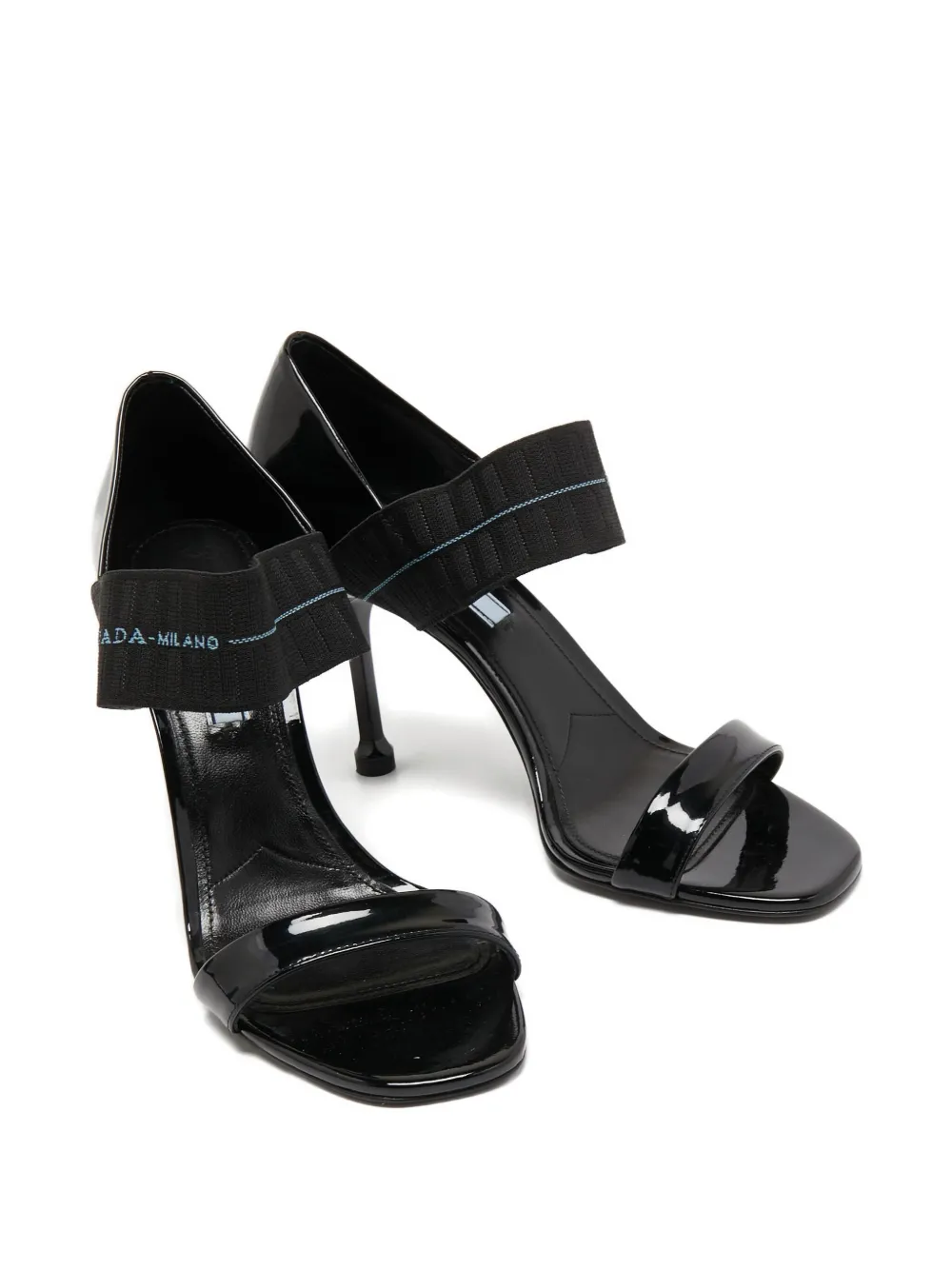 Prada Pre-Owned 95 mm lakleren sandalen met elastisch bandje - Zwart
