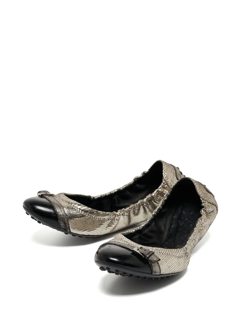 Tod's Vintage Ballerina's met metallic afwerking - Zilver