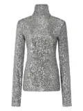 Rabanne sequinned turtleneck top - Grey