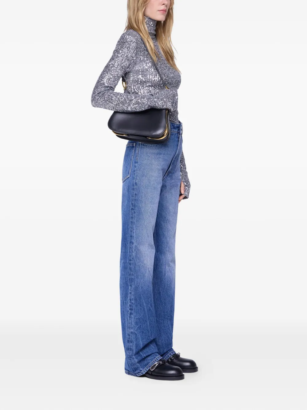 sequinned turtleneck top