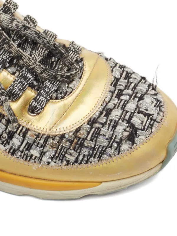 CHANEL Pre-Owned メタリック ツイードスニーカー | シルバートーン