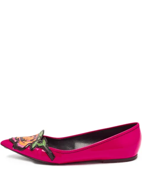 Louis Vuitton Pre-Owned rose-embroidered pointed flats