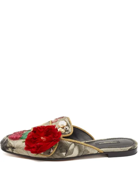 Dolce & Gabbana Pre-Owned embroidered floral slip-on mules