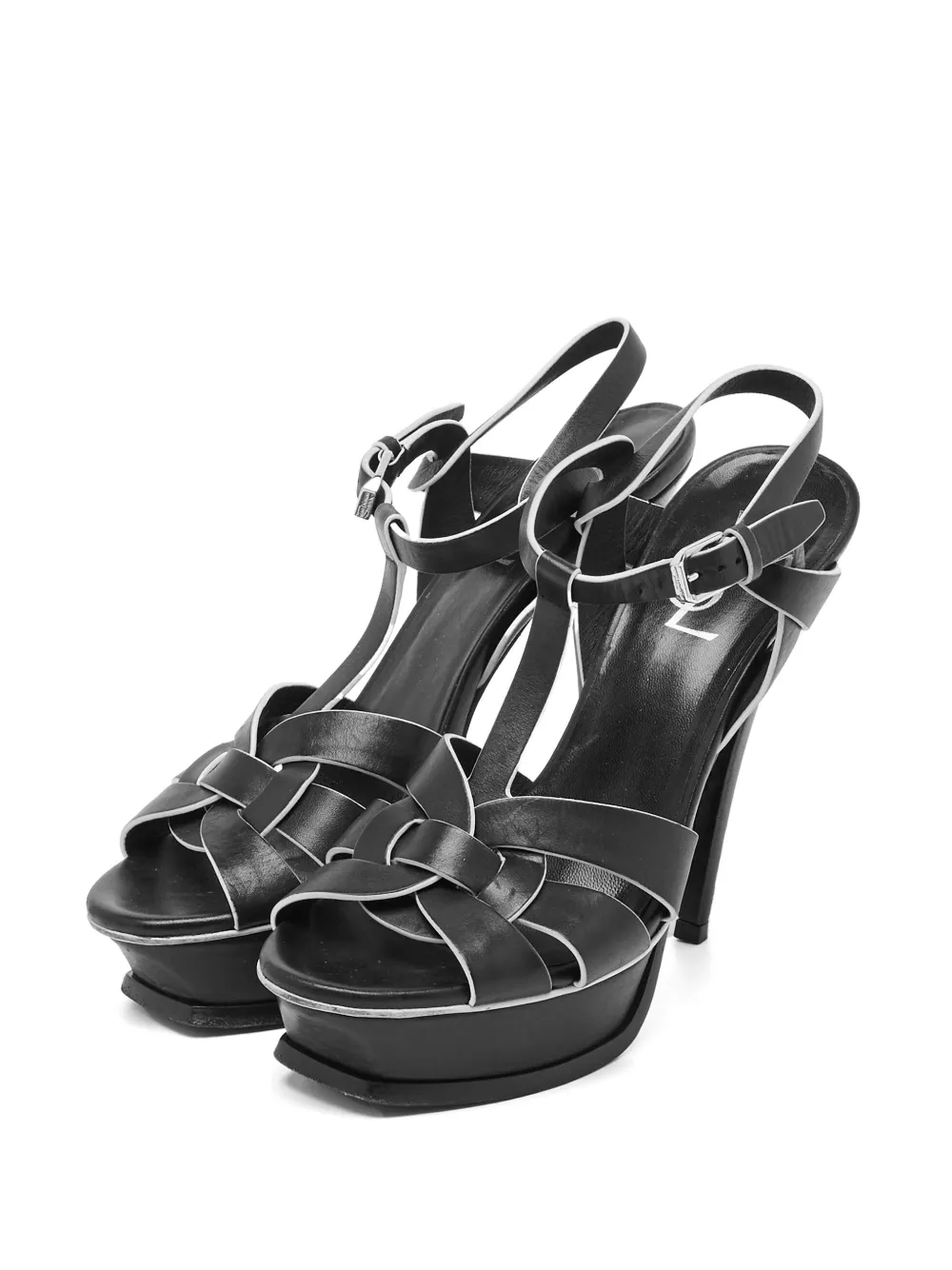 Saint Laurent Pre-Owned 145mm leren sandalen met plateauzool - Zwart