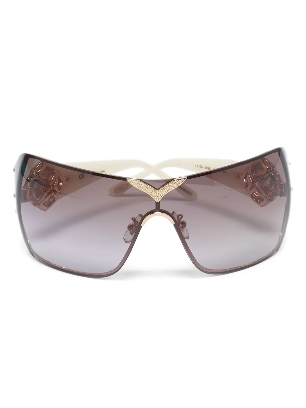 Chopard Pre-Owned Crystal-embellished shield-frame sunglasses | marrón | Image 1