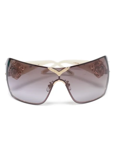 Chopard Pre-Owned Crystal-embellished shield-frame sunglasses