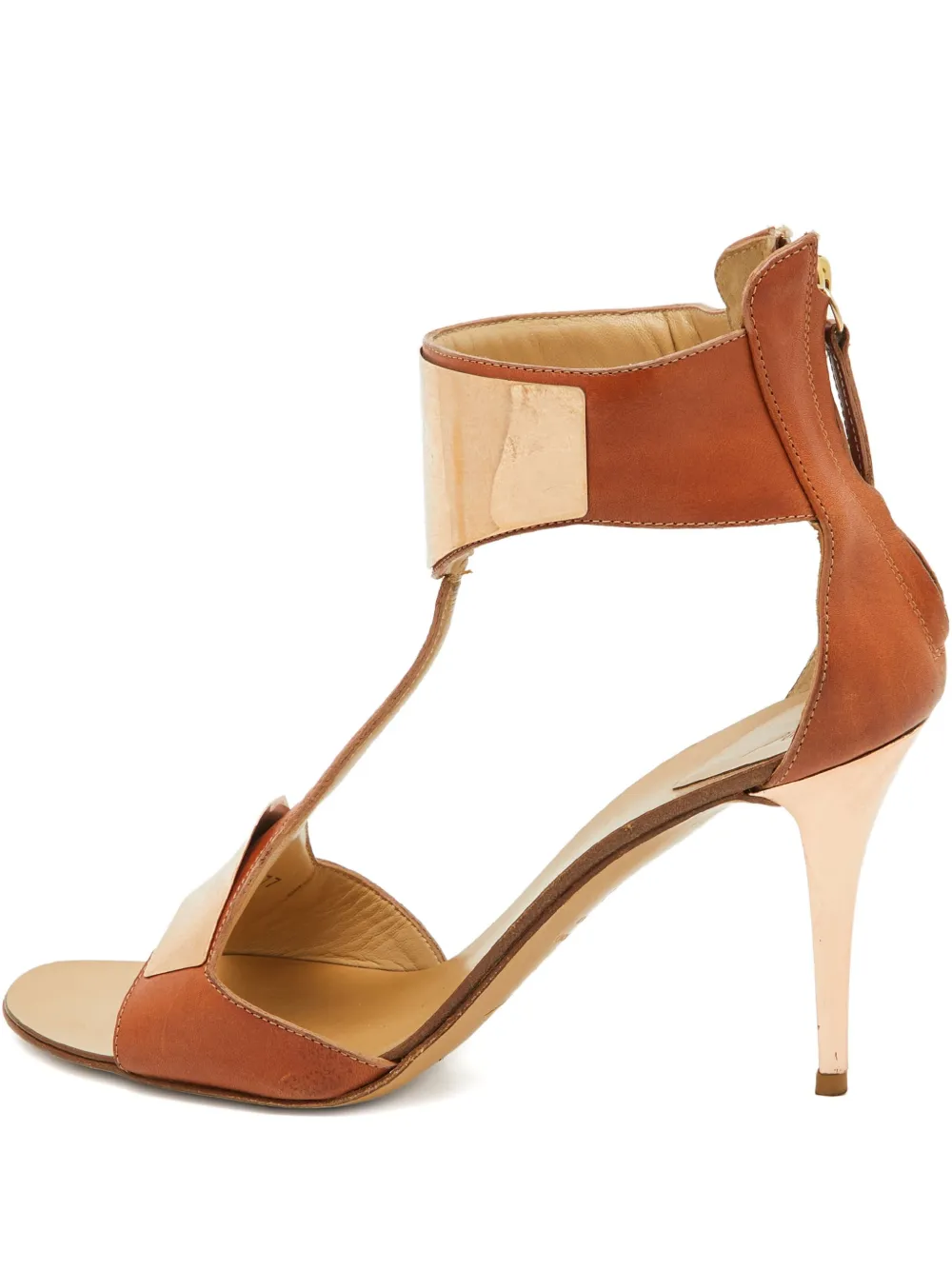 Pre-owned Giuseppe Zanotti Vintage  90mm Metallic-accent T-strap Sandals