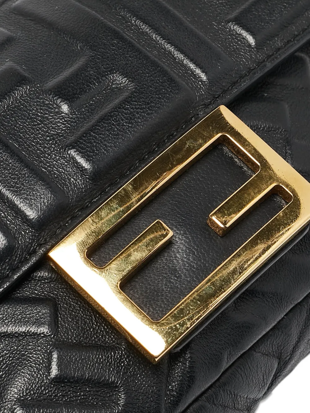 Pre-owned Fendi Mini Baguette Leather Shoulder Bag
