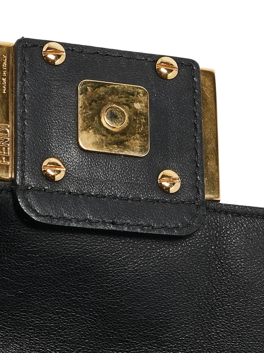 Pre-owned Fendi Mini Baguette Leather Shoulder Bag