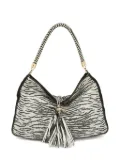 Gianfranco Ferré Pre-Owned zebra-pattern leather-trim shoulder bag - White