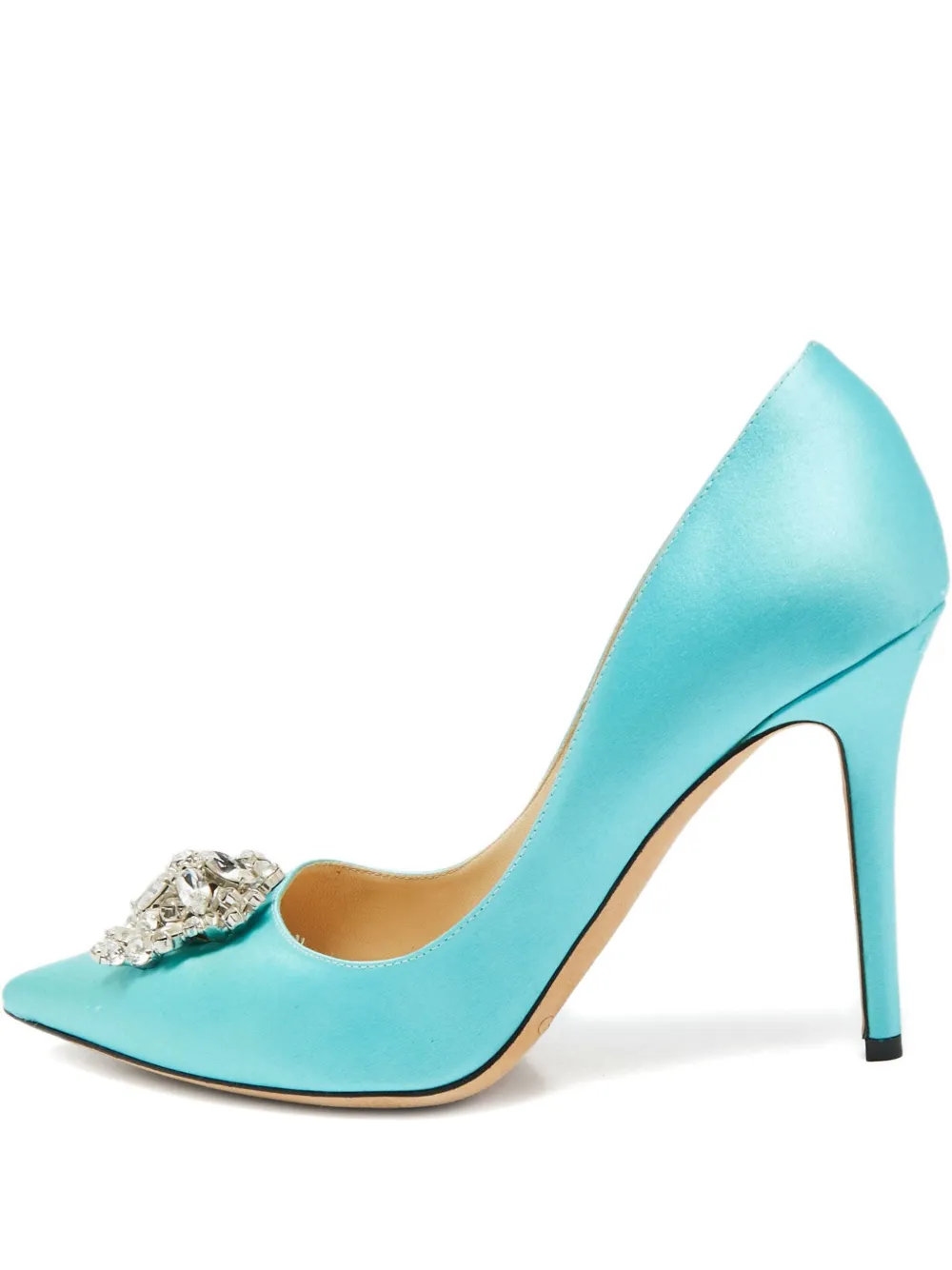Jimmy Choo Pre-Owned 100mm crystal-embellishment satin pumps | Blue | Image 1