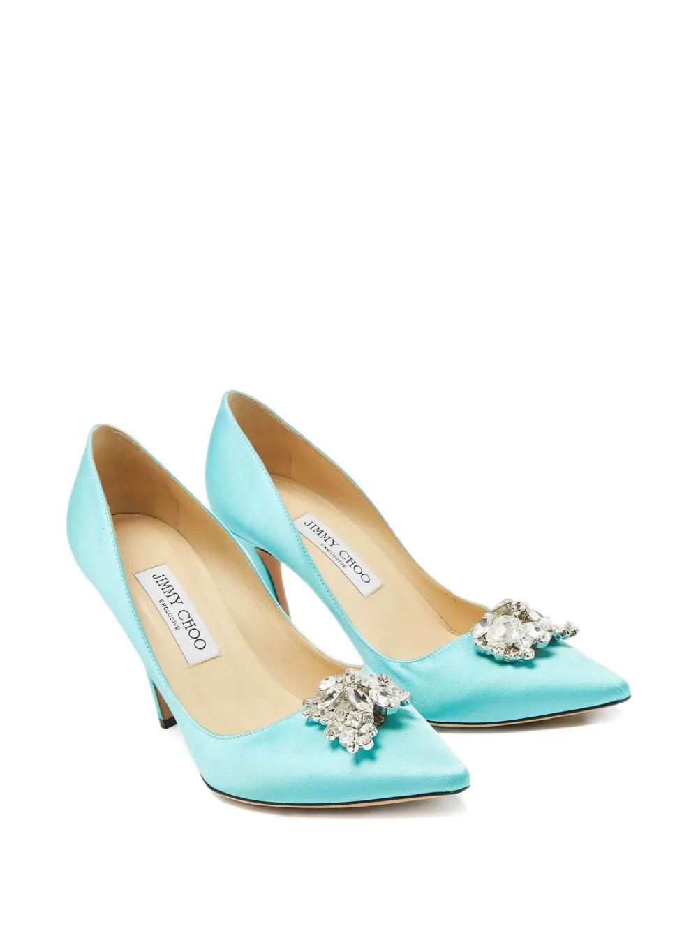 Jimmy Choo Pre-Owned 100mm crystal-embellishment satin pumps | Image 2