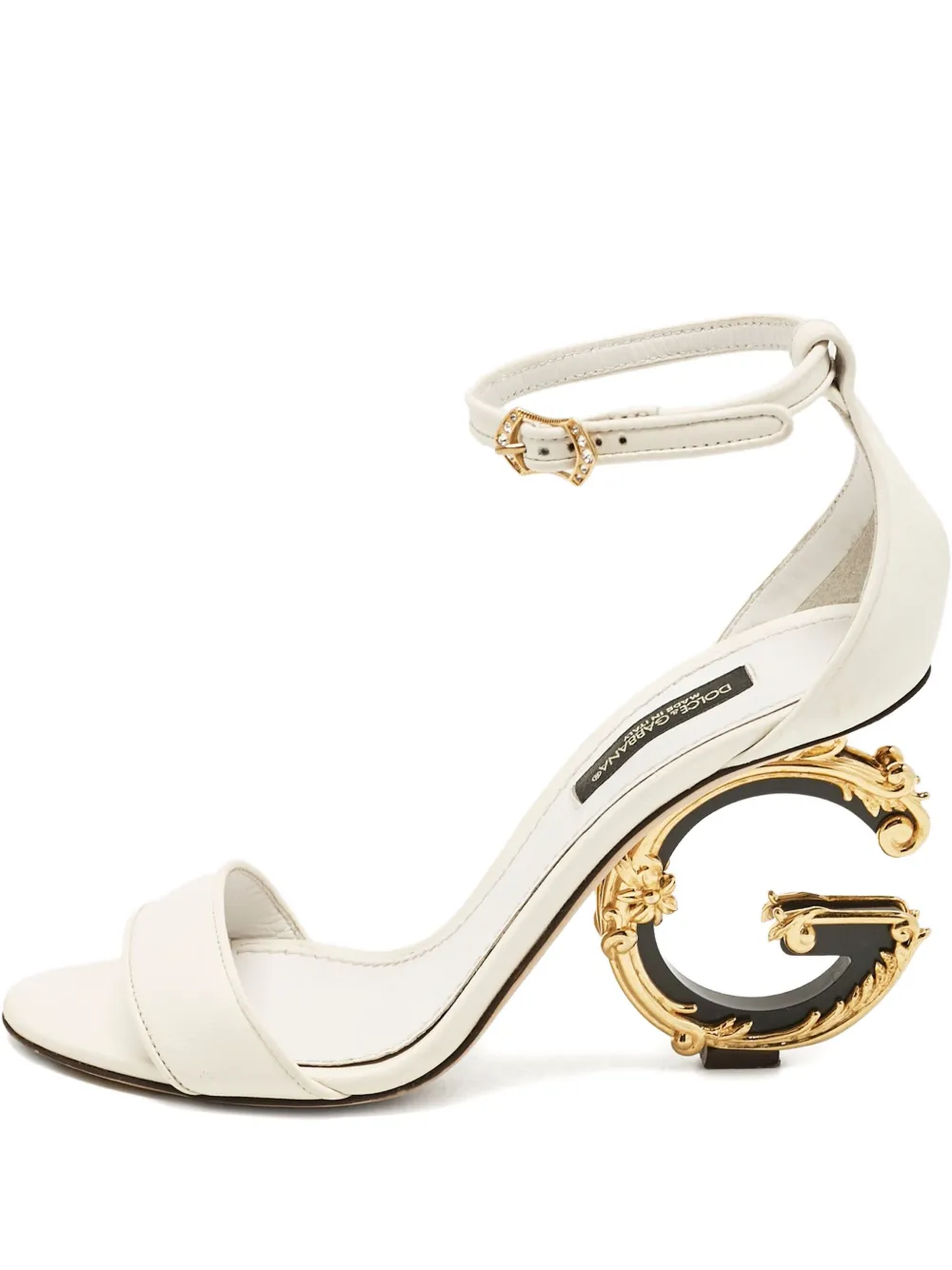 Dolce & Gabbana Pre-Owned 100mm baroque-heel sandals | White | Image 1