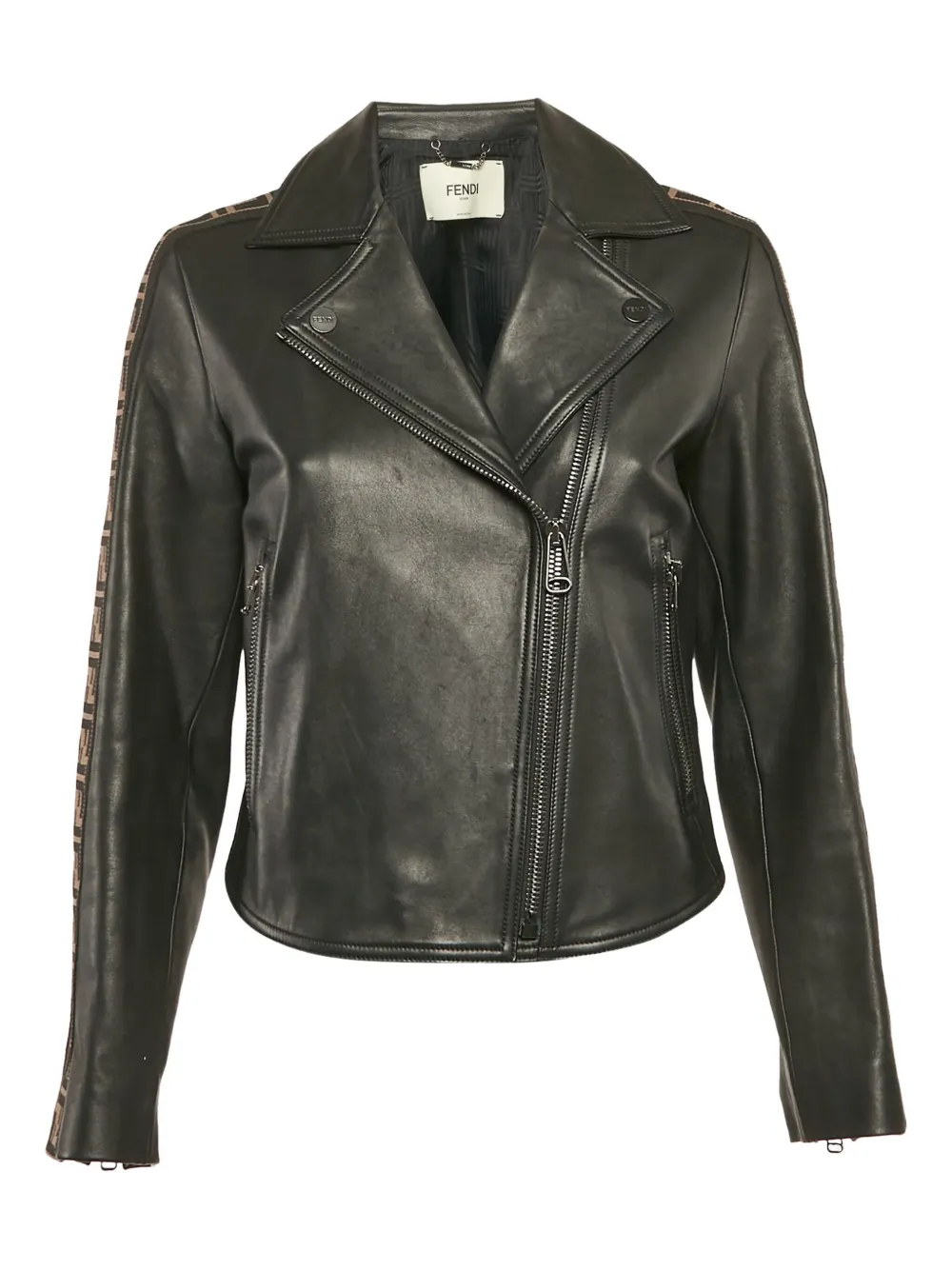 leather zucca-tape jacket