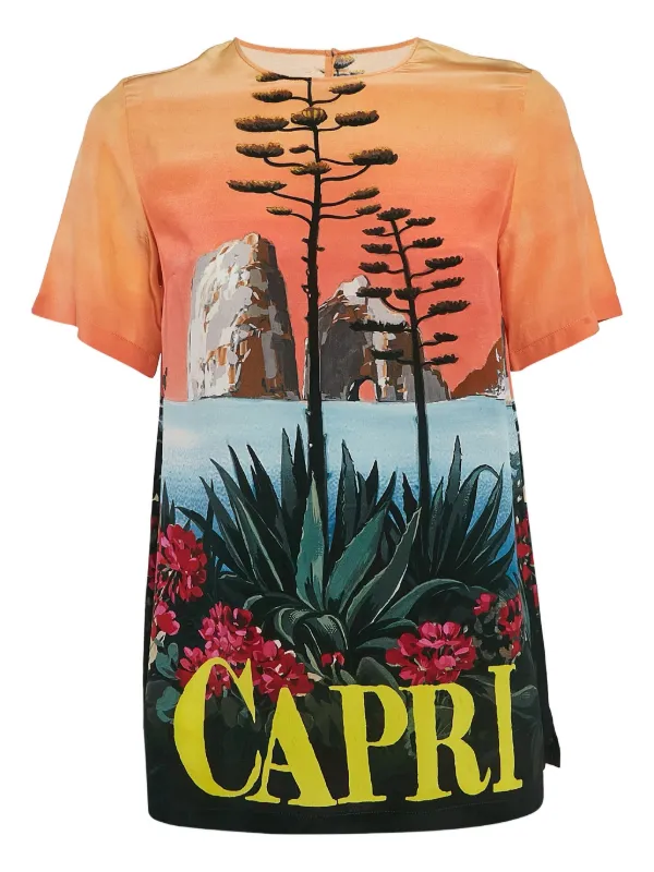 Dolce & Gabbana Pre-Owned Silk short-sleeves T-shirt | Orange
