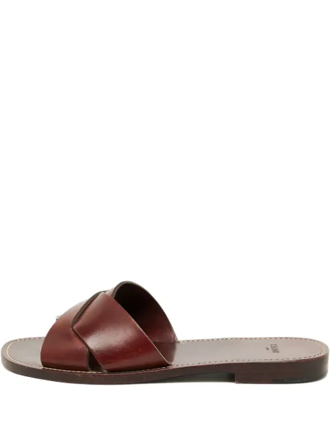 Céline Pre-Owned leather cross flat sandals