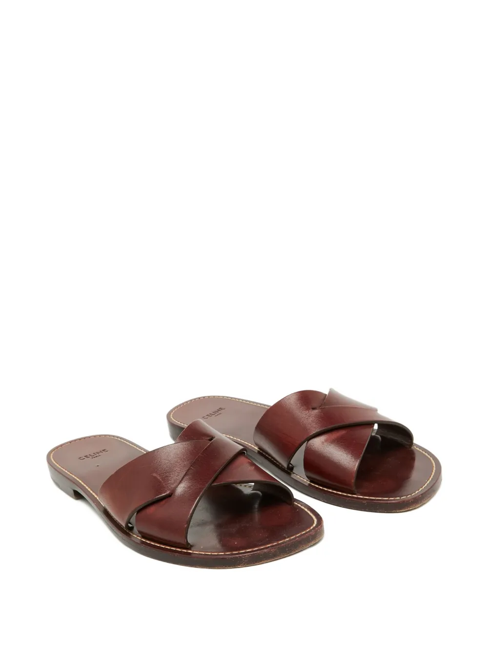 Céline Pre-Owned leather cross flat sandals | Image 2