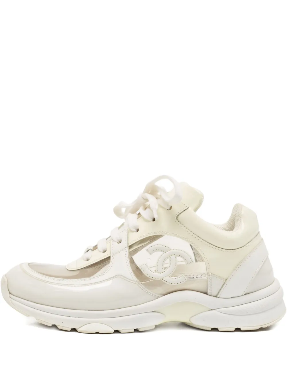 CHANEL Pre-Owned CC logo leather sneakers | White | Image 1